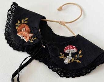 Kołnierz haftowany ręcznie, kołnierz odpinany, kołnierz odpinany dla dzieci, kołnierz odpinany, kołnierz odpinany haftowany, naszyjnik z kołnierzykiem