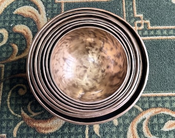 Full Moon Chakra Singing Bowl Set – Tuned CDEFGAB, Handmade Nepal Meditation Healing