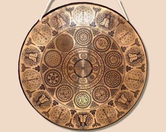 Handcrafted Sacred Geometry Gong from Nepal 50-100cm | Meditation Gong | Sound Healing Instrument