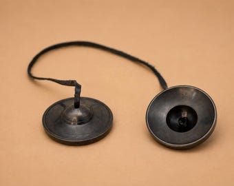 Black Tingsha Cymbals, Tibetan Meditation Bells, Sound Healing Instrument, Yoga Bell, Reiki Tool, Mindfulness Gift, Buddhist Prayer Cymbals