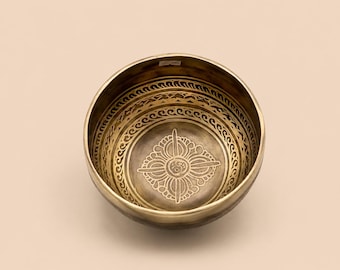 Hand Carved Double Dorje Tibetan Singing Bowl | Meditation Sound Healing Decor