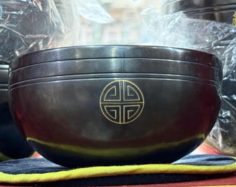 Black Full Moon Laser Carved Jumka Singing Bowl – Nepalese Meditation Chakra Healing Sound Bowl