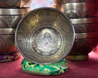 Ciotola tibetana sonora – Design Kuber inciso al laser, meditazione e guarigione sonora