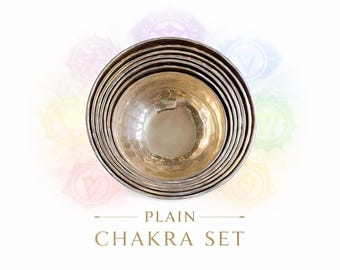 Juego especial de cuencos tibetanos de 7 chakras con notas CDEFGAB / Hecho a mano en Nepal