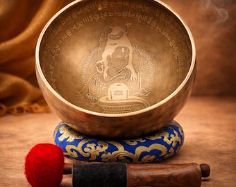 Handcrafted Lord Shiva Tibetan Singing Bowl | Sacred Mantra Sound Healing Bowl