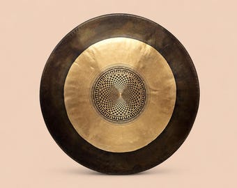 Chao Gong con geometria sacra / Gong artigianale per meditazione e guarigione sonora proveniente dal Nepal / 50–100 cm