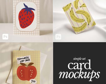 Card Bundle Set of 3, 5x7 Card Mockup Poster Mockup, Invite Mockup Card Mockup, Digital Greeting Card Mockup, Card with Envelope Mockup PSD