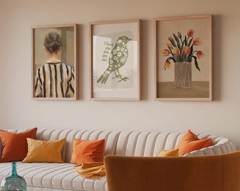 Set of 3 Mockup Frame, 3 Mockup Frames Above Couch, Modern interior frame Mockup, PSD File 5x7 Frame Mockup, Artwork Mockup Set of 3
