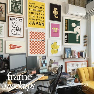 Gallery Frame Set Mockups, Multiple Frame Mockup, Artwork Frame Mockup Gallery Multi Poster, Studio Poster Mockup 12 Poster Mockup Bundle
