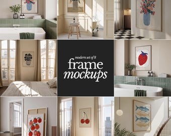 Frames Mockup PSD Bundle Set, Modern Frame Mockup Bundle, 8 Retro PSD Wall Mockup Frame, PSD Frames Bundle, Mega Bundle Frames Mockup Unique