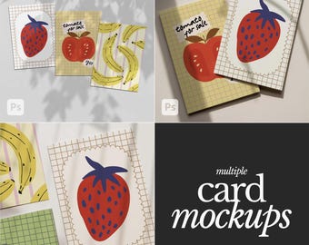 Card Bundle Set of 3, Card Set of 2, 5x7 Card Mockup Poster Mockup, Invite Mockup Card Mockup, Digital Greeting Card Mockup, Card Mockup PSD