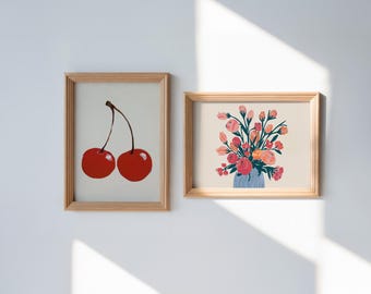 Set of Two Mockup Vertical Horizontal, Artwork Mockup 2 Frame Mockup Poster, Wall Art Mockup Thin Wood Frame PSD Set of Two Vertical / 5x7