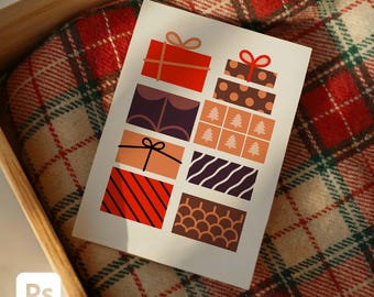 Christmas Card Mockup – 5x7 Card Mockup – Greeting Card Invite Mockup – DIN Ratio PSD Photoshop Mockup, Festive Frame Mockup Christmas / 5x7