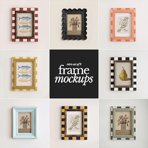 Unique Mockup Set, Retro Frame Mockup Bundle for Creative, Unique Frame Mockups for Artwork, Bundle Pack Artwork Mockups PSD Vertical Frame