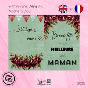 Carte de vœux à imprimer & découper - Fête des Mères/Mother's Day