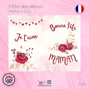 Carte de vœux à imprimer & découper - Fête des Mères/Mother's Day
