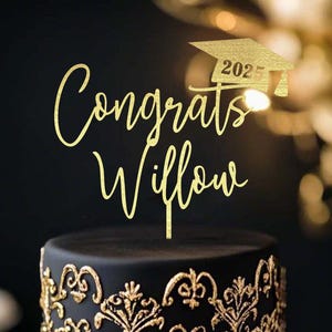 Personalized Graduation Cake Topper, Custom Name Congrats Grad Cake Topper, Graduation Party Decor, College Graduation Cake Topper