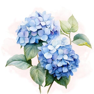 Hydrangea Flower Wall Art For Living Room Download PDF Floral Art for Living Room Downloadable Floral Digital Art Watercolor Blue Wall Art