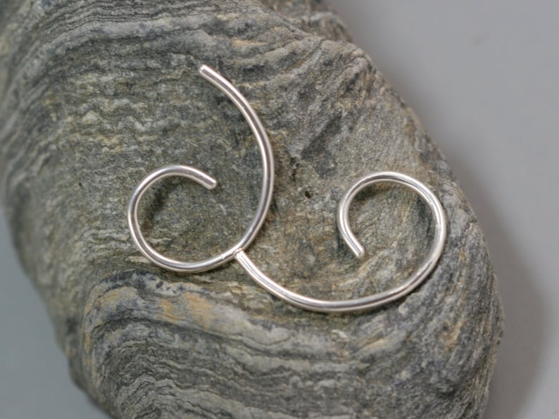Gauged Silver Swirl Earrings 14g 16g Gauge Sterling Comma