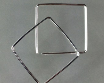 Gauged Earrings, Sterling Silver Squares, 14g 16g Earrings, Gauged Jewelry, Geometric Earrings