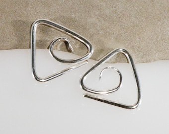 Spiral Triangle Gauge Earrings in Sterling Silver 12g