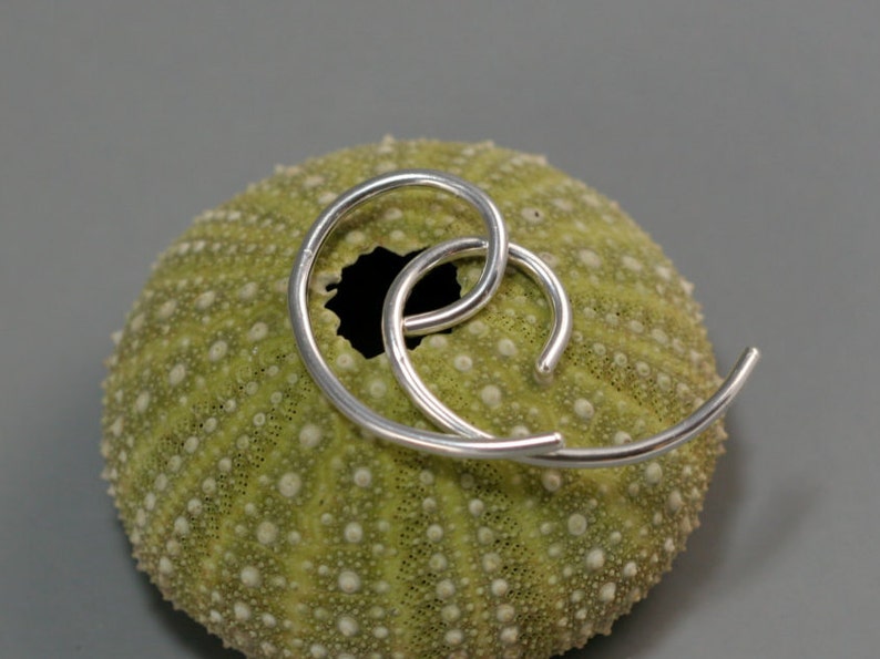 Gauged Silver Swirl Earrings 14g 16g Gauge Sterling Comma