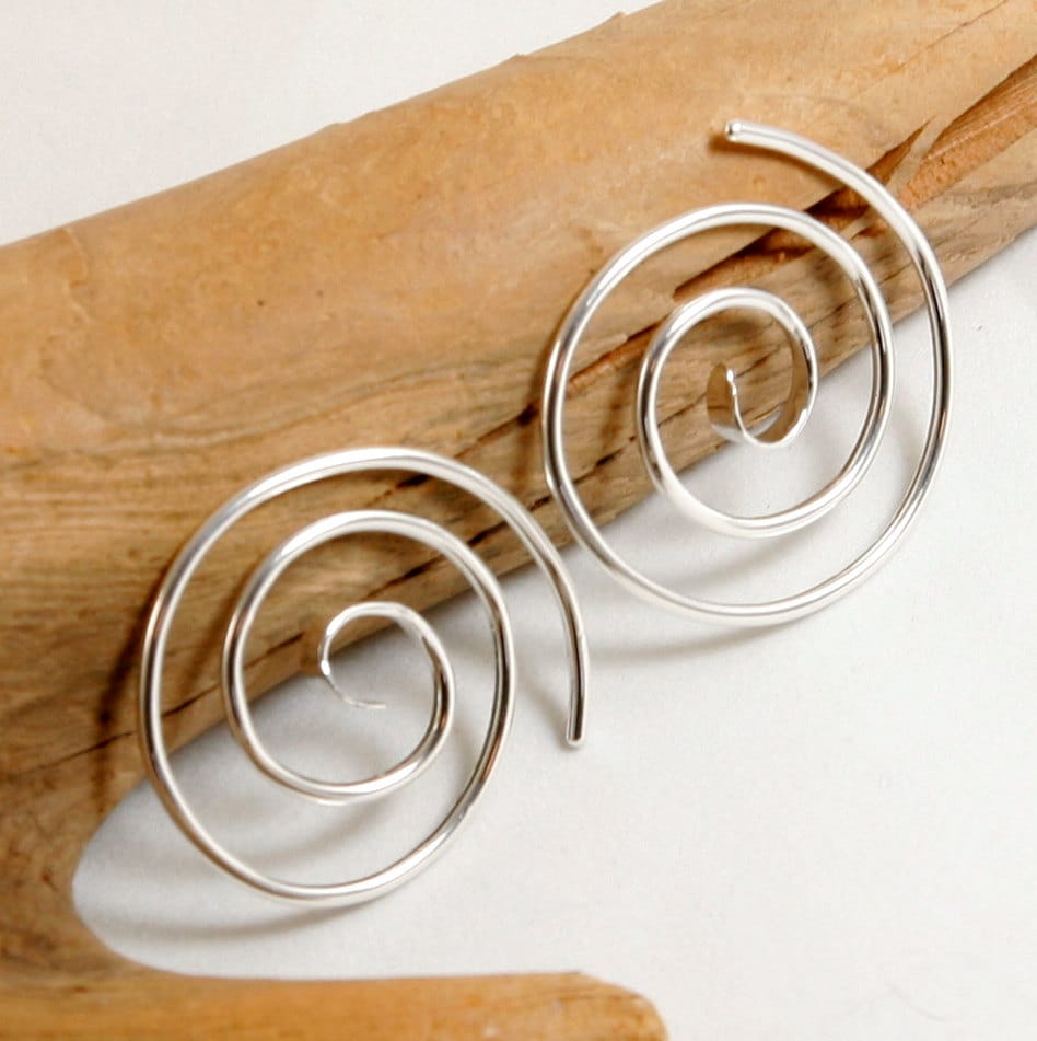 Double Spiral Gauged Earrings Sterling Silver 14 Gauge 16 Etsy