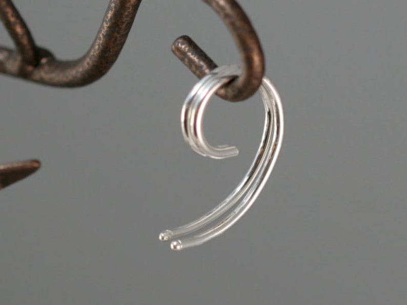 Gauged Silver Swirl Earrings 14g 16g Gauge Sterling Comma