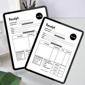 Small business Receipt Template, Editable Digital Receipt, Canva Template, Receipt Form, Instant Download