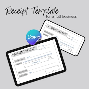 Editable Receipt Template, Small Business Digital Receipt, Simple Receipt Template, Canva Template, Receipt Form, Instant Download