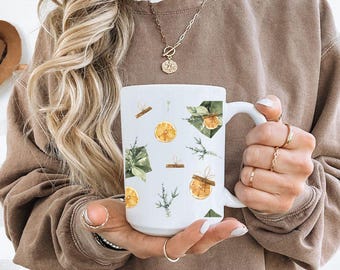 Christmas Ceramic Mug, 11oz, 15oz - Beautiful and Classic Holiday Gift Mug, Christmas Coffee Cup, Festive Drinkware, Winter Seasonal Decor,