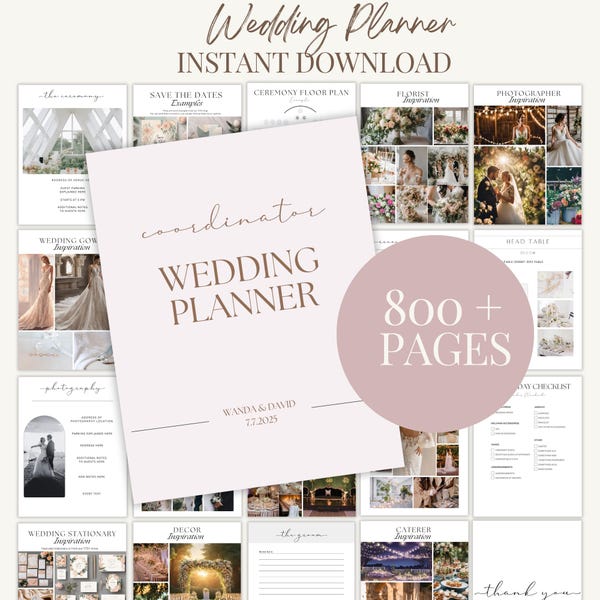 800-Page Canva Wedding Planner Template: Checklist, Itinerary (Digital Download)