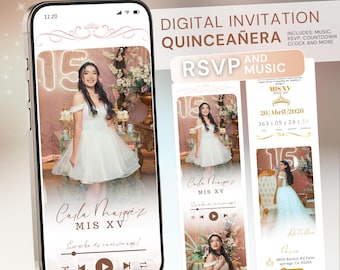 Interactive Quinceañera Web Invitation: RSVP, Music, Countdown