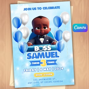 Baby boss uitnodiging, uitnodiging baby boss, uitnodiging cumpleaños baby boss, jefe en pañales invitación, invitación jefe en pañales bewerkbaar