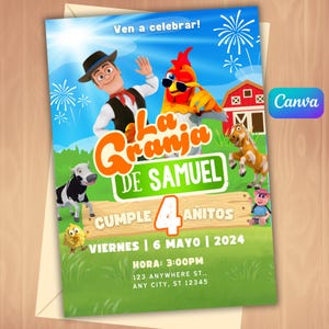 Modèle d'invitation zenon, granja de zenon invitación, invitación personalizada granja de zenon, granja de zenon cumpleaños, zenon canvas