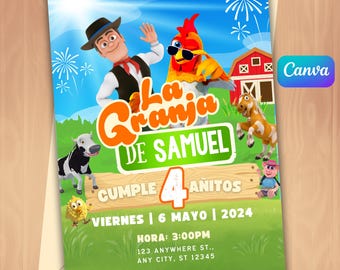 Invitation zenon template, granja de zenon invitación, invitación personalizada granja de zenon, granja de zenon cumpleaños, zenon canva