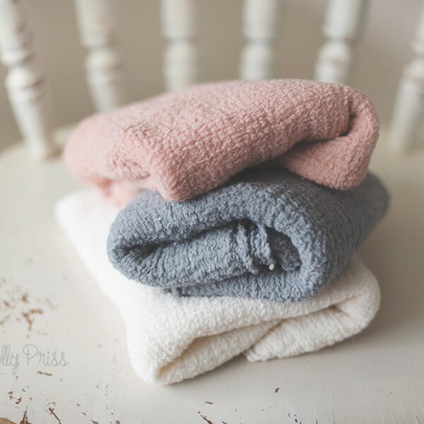 Collection of 3 Rustic Wraps - Newborn Wrap - Photography Prop - Cheesecloth Wrap -Gray - Cameo - Ivory