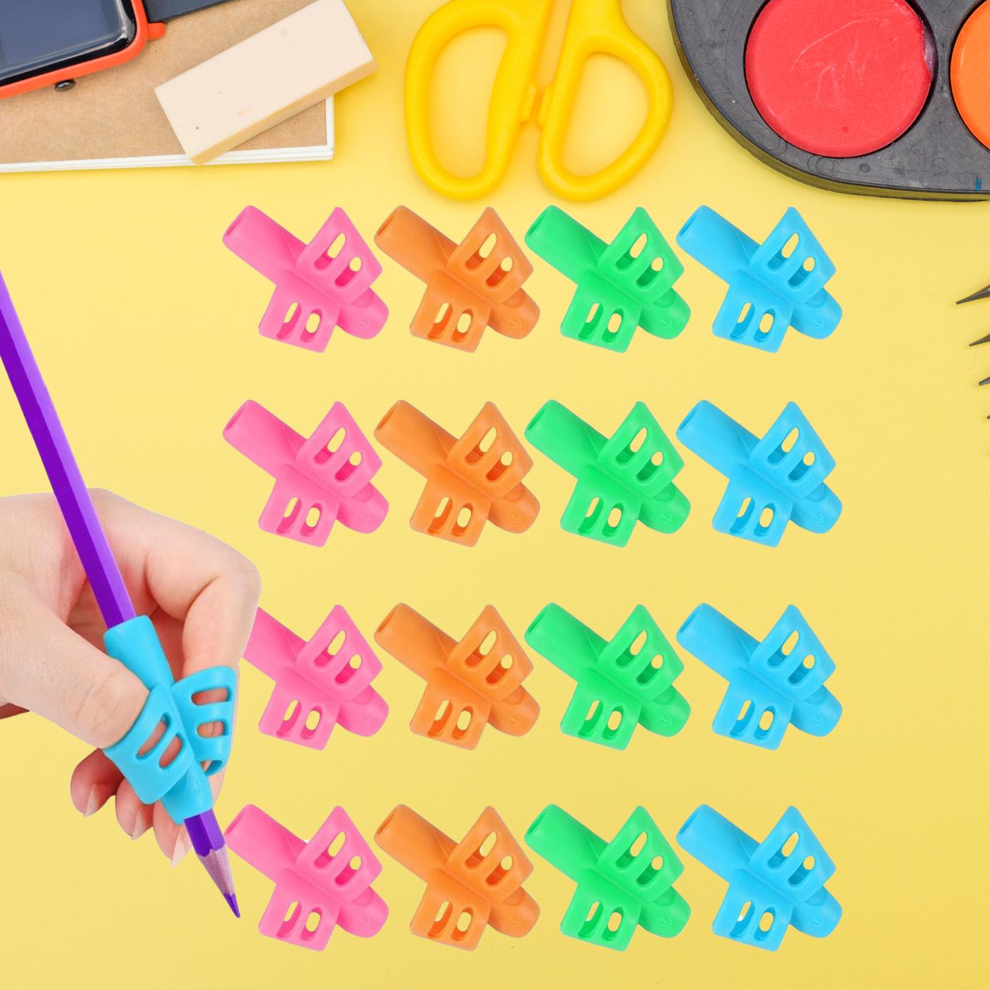 16 Pack Pencil Grips for Kids, Ergonomic Handwriting Aid for Toddlers, Preschoolers, Children, Training Pencil Holders