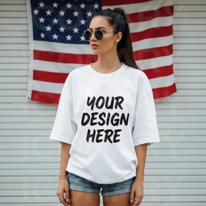 4th Of July Comfort Colors 1717 White TShirt Mockup, Independence Day Shirt Mock-up, White C1717 Tee Mockup, White POD T-Shirt Mockup