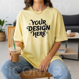 Banana Comfort Colors C1717 Mockup, Comfort Colors Banana Mockup, 1717 Banana Shirt Mockup, Trendy Mockup, 1717 Mockup, Yellow Shirt Mockup