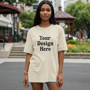 Comfort Colors C1717 Ivory Mockup Tshirt Mockup Oversized 1717 Outdoor Lifestyle Aesthetic Model Mock in Grunge Streetwear