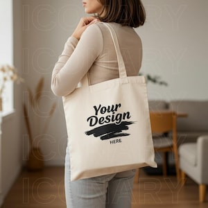 キャンバス トートバッグ モックアップ、バッグ モックアップ、オンデマンド印刷モックアップ、女性モデル バッグ モックアップ、製品モックアップ、トレンディなトート、ボヘミアン女性スタイル モックアップ