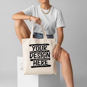 Canvas Tote Bag Mockup, Tote Mockup, Tote Bag Mockup for POD, Printify Mockup, Trendy Aesthetic Canvas Tote Bag Mockup