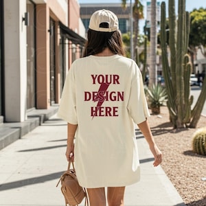 Comfort Colors C1717 Ivory Mockup Back of Tshirt Aesthetic Mockup Y2K Trendy Ivory CC1717 Oversized Tee Lifestyle Pinterest Shirt Outdoor