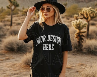 Western Mockup | Cowgirl Mock-Up | Comfort Colors 1717 Mockup | Comfort Colors 1717 Black Mockup | Ivory Shirt Mockup | Cowgirl Mockup