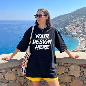 Comfort Colors C1717 Black Shirt Mockup, Summer Beach Mockup, CC1717 Black T-Shirt Mockup, Graphic Tee Mockup, Black Shirt Mockup, Digital