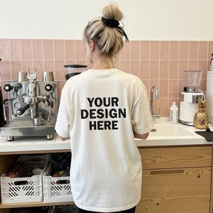 Comfort Colors C1717 Ivory Mockup Back of Tshirt Cowgirl Aesthetic Mockup Y2K Trendy Ivory CC1717 Oversized Tee Lifestyle Pinterest Shirt