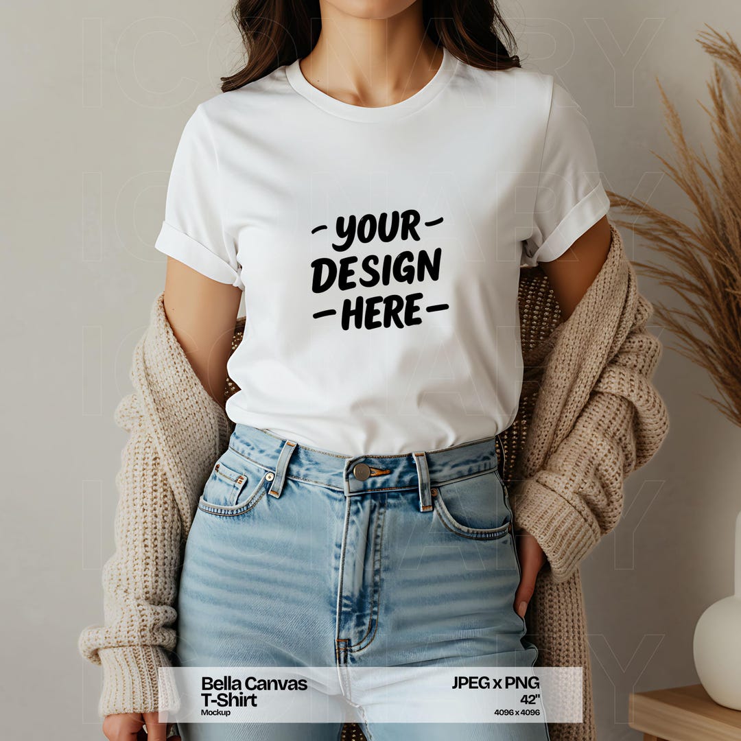 White Bella Canvas 3001 Shirt Mockup BC3001 Whitet-shirt Mock-up Bella ...