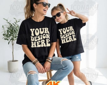 Mother & Me Shirt Mockup: Bella Black Canvas 3001 (Digital Download 4K JPEG File)