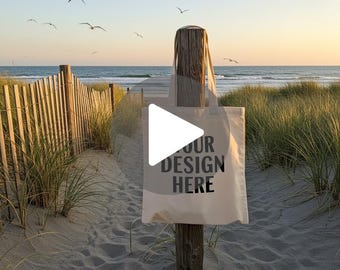 Liberty Bag Video Mockup OAD113 Canvas Tote Bag Mockup Overlay Mockup Natural Tote Bag Video Mockup Tote Bag Mockup Beach Video Mockup